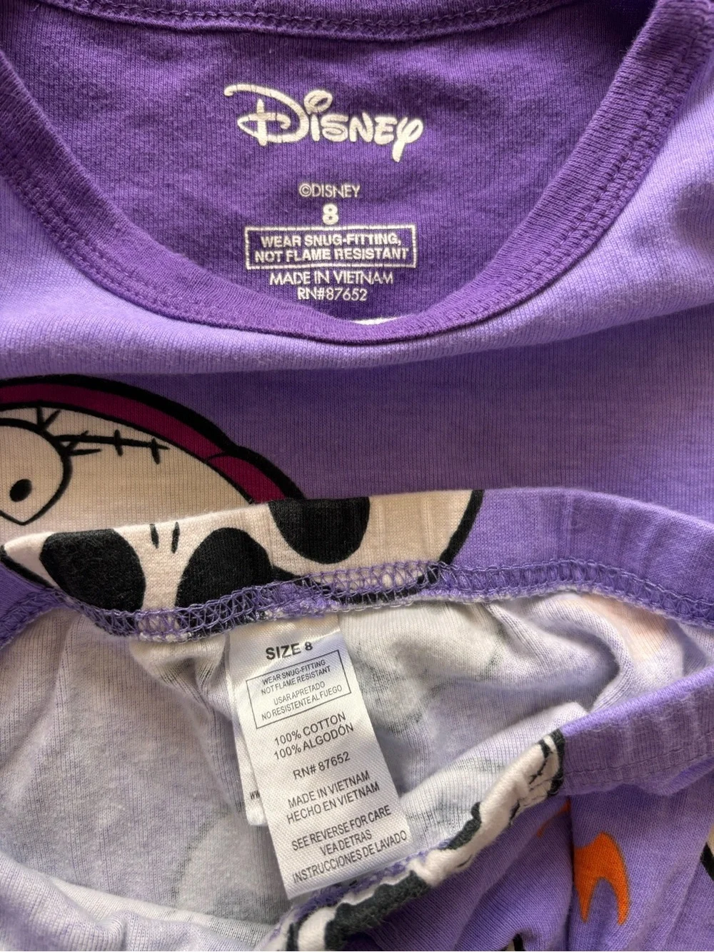 Jack Skellington pajamas set kids size 8 nightmare before Christmas Disney